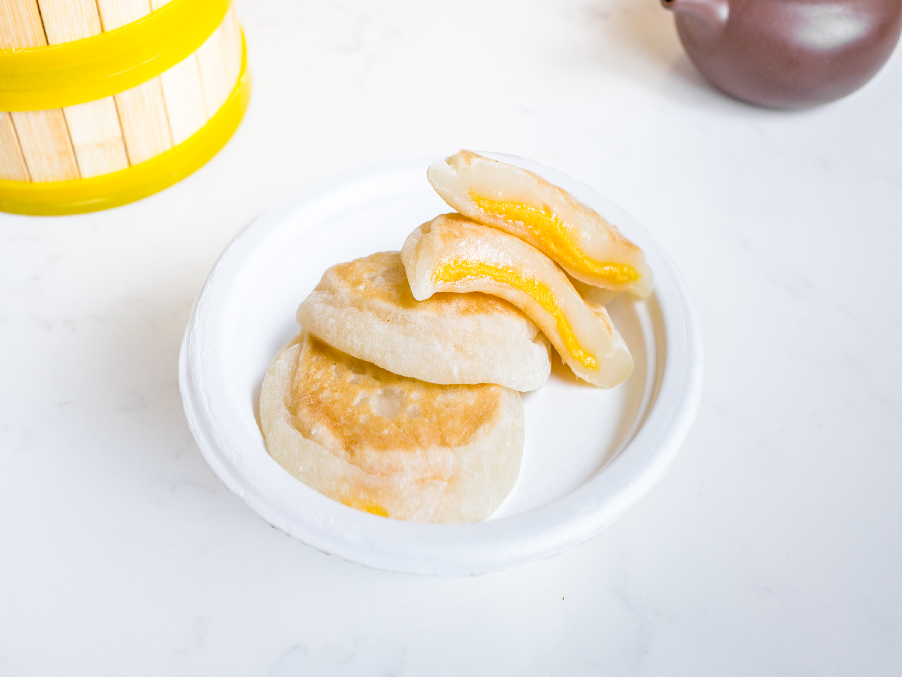 Order 3 Piece Soft Pancake with Egg Yolk  food online from Dim Sum Kitchen store, San Francisco on bringmethat.com