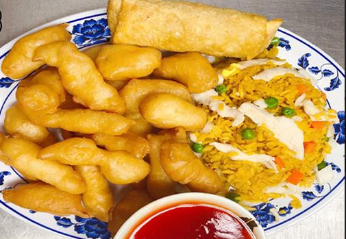 Order D3. Sweet and Sour Chicken Dinner Special  food online from Red Apple Chinese Restaurant store, Waterloo on bringmethat.com