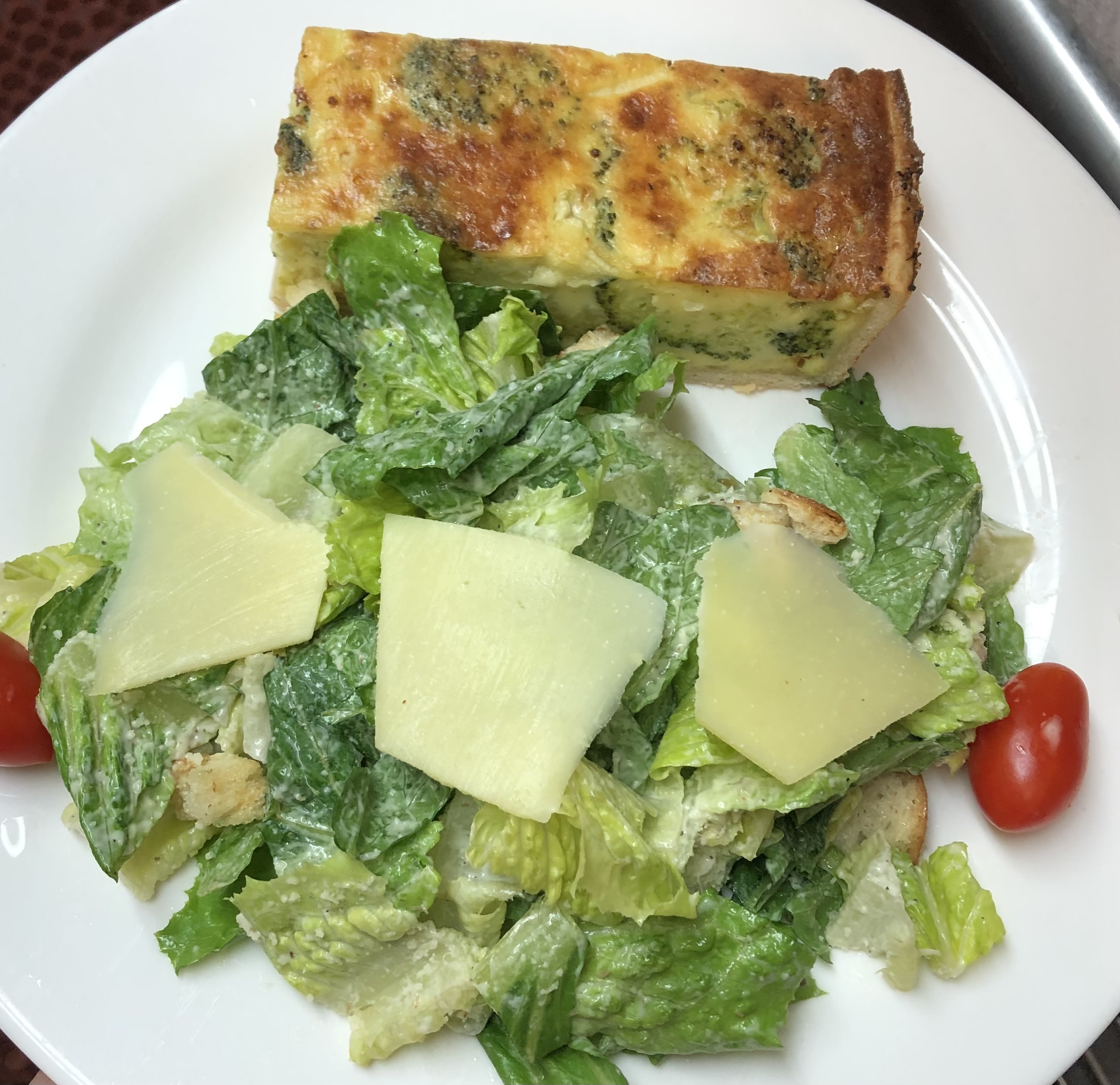 Order Quiche Served with Caesar Salad food online from Cappuccino Cafe store, Brooklyn on bringmethat.com