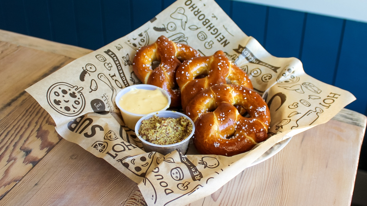 Order House Baked Pretzel food online from Spinners store, Albany on bringmethat.com