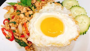 Order Spicy Basil  with rice&egg food online from Red Chicken store, San Gabriel on bringmethat.com