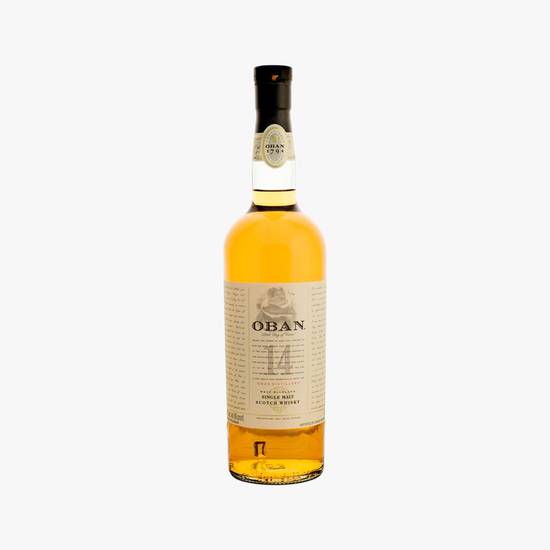 Order Oban Single Scotch Whiskey 14 Year Old 750ml food online from Goodie Liquor And Wine store, Santa Monica on bringmethat.com