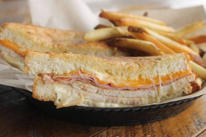 Order Texas Ham and Turkey Melt Sandwich food online from Crooked Pint Ale House store, Fargo on bringmethat.com