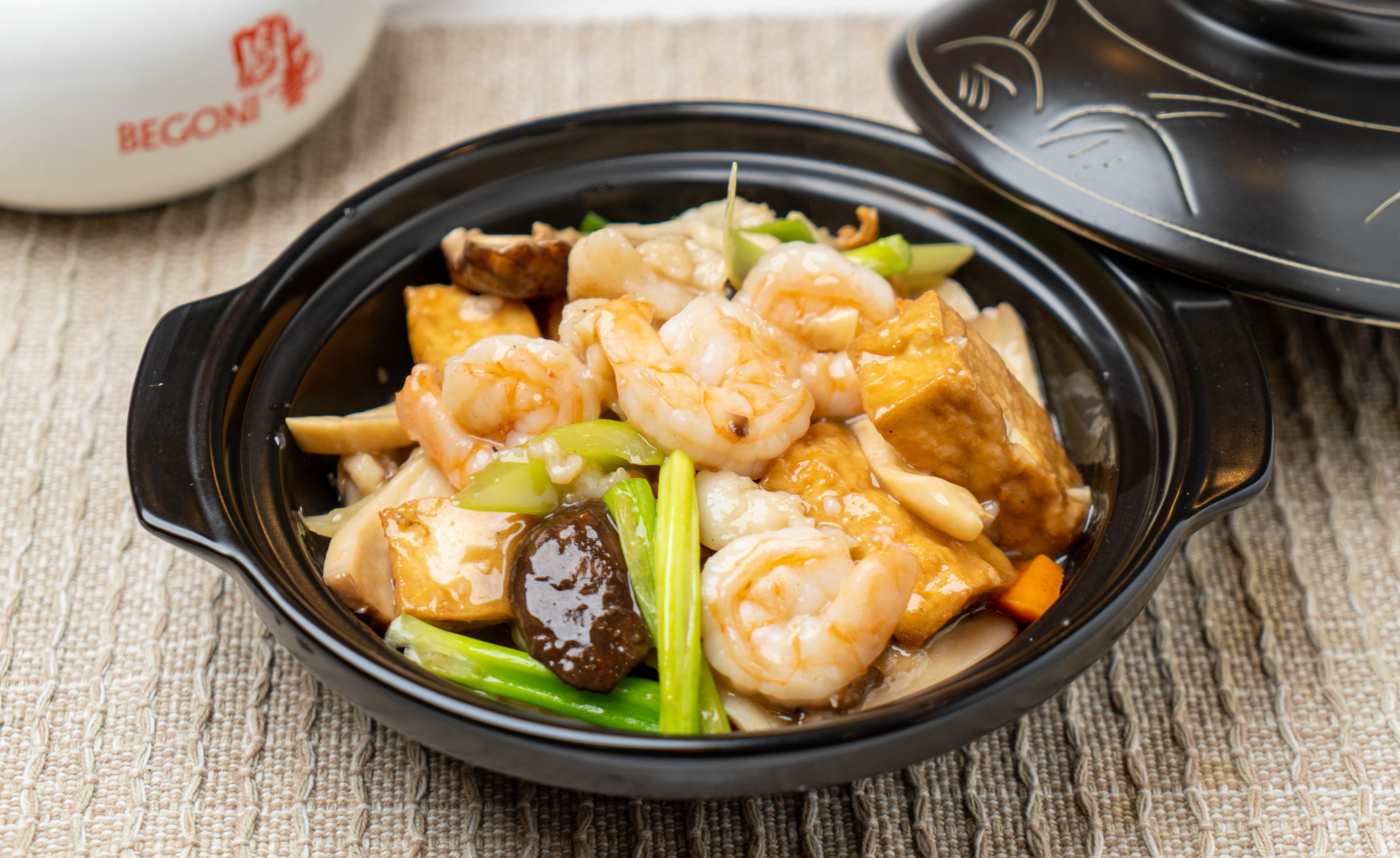 Order S4. Braised Tofu with Seafood in Clay Pot food online from Begoni Bistro store, San Francisco on bringmethat.com
