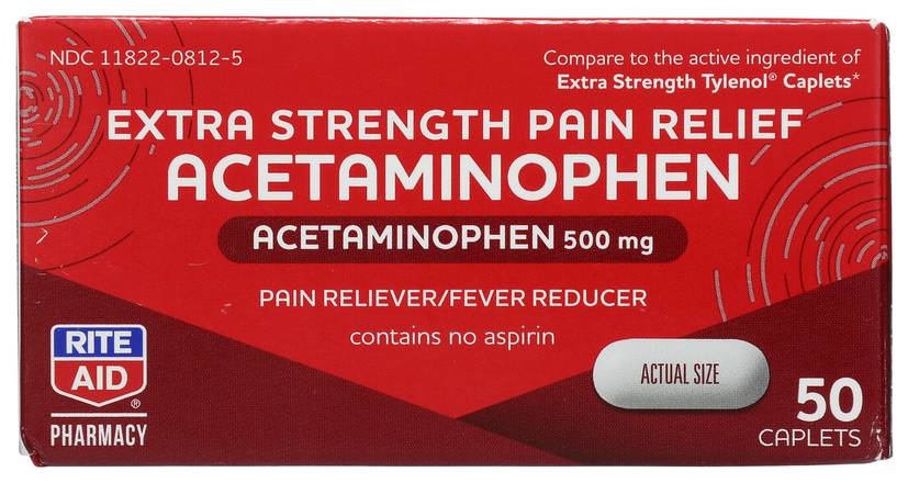 Order Rite Aid Acetaminophen Caplets Extra Strength 500 mg (50 ct) food online from Rite Aid store, GLOVERSVILLE on bringmethat.com