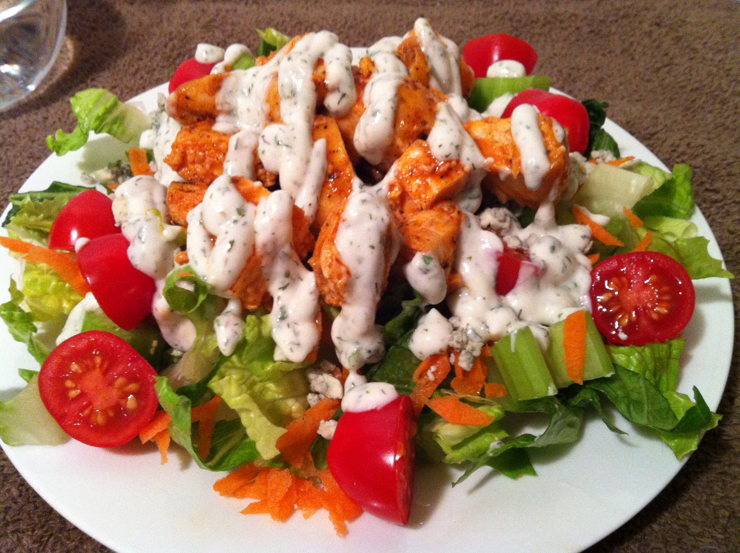 Order Large Buffalo Chicken Salad food online from Venetos Pizza and Pasta store, Clifton Park on bringmethat.com