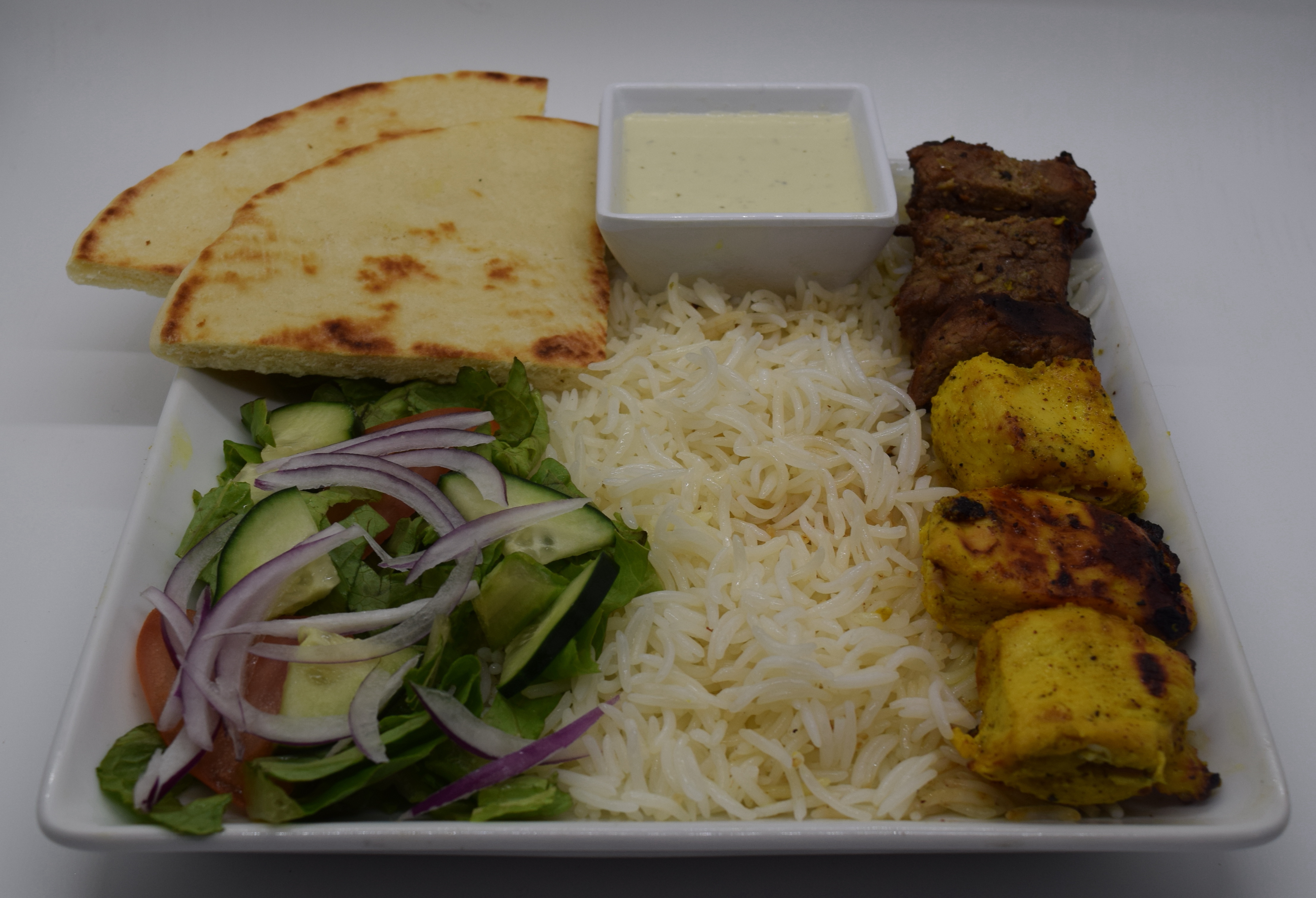 Order Mix Chicken and Steak Kabob food online from Halal Bros store, West Sacramento on bringmethat.com