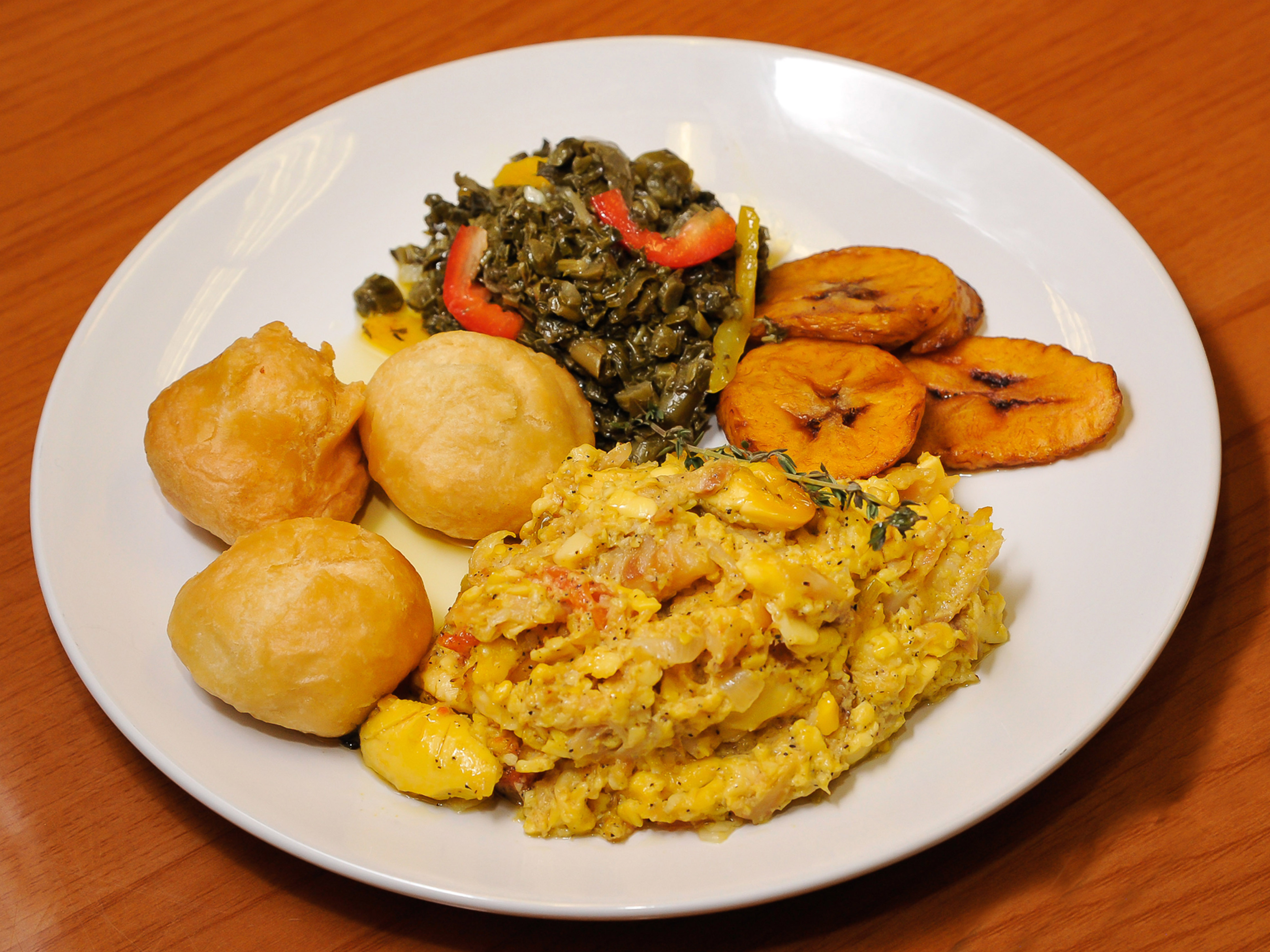 Order Ackee and Saltfish Breakfast food online from Irie Mon Cafe store, Atlanta on bringmethat.com