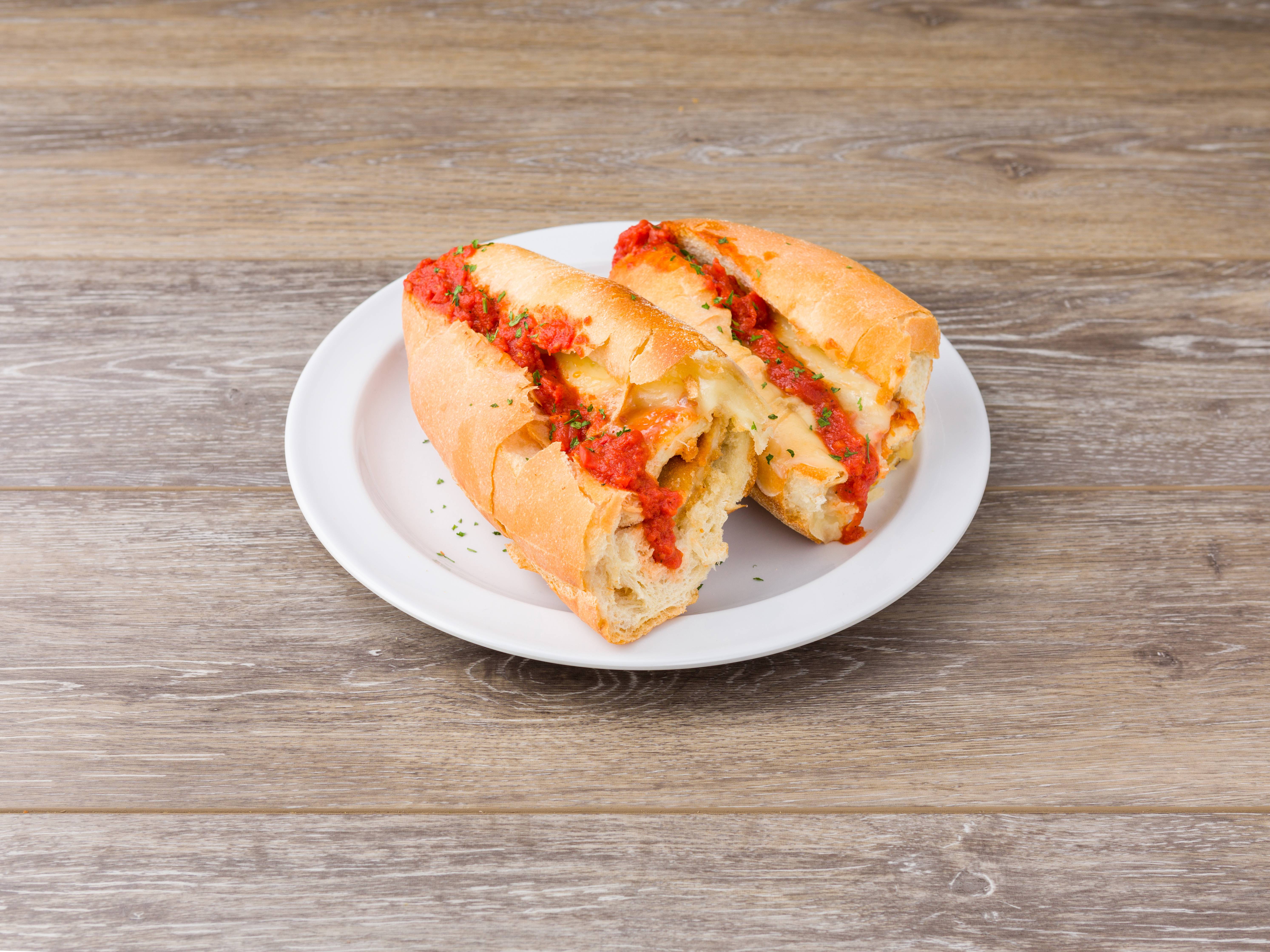 Order Chicken Parmigiana Sub food online from Marios Classic Pizza Cafe store, Hoboken on bringmethat.com