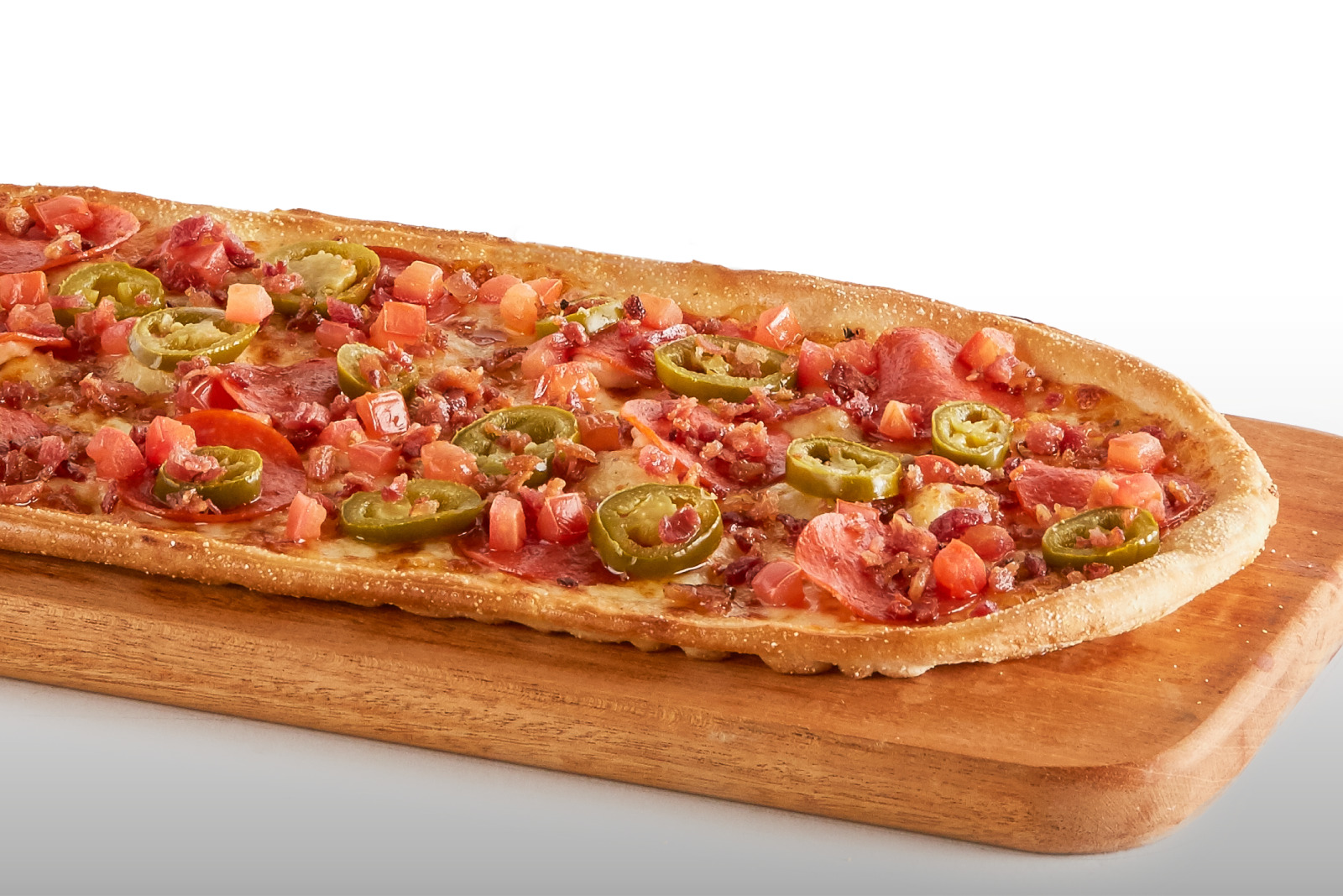 Order Fiery Pepperoni Bacon Flatbread food online from Pizza Guys store, Woodland on bringmethat.com
