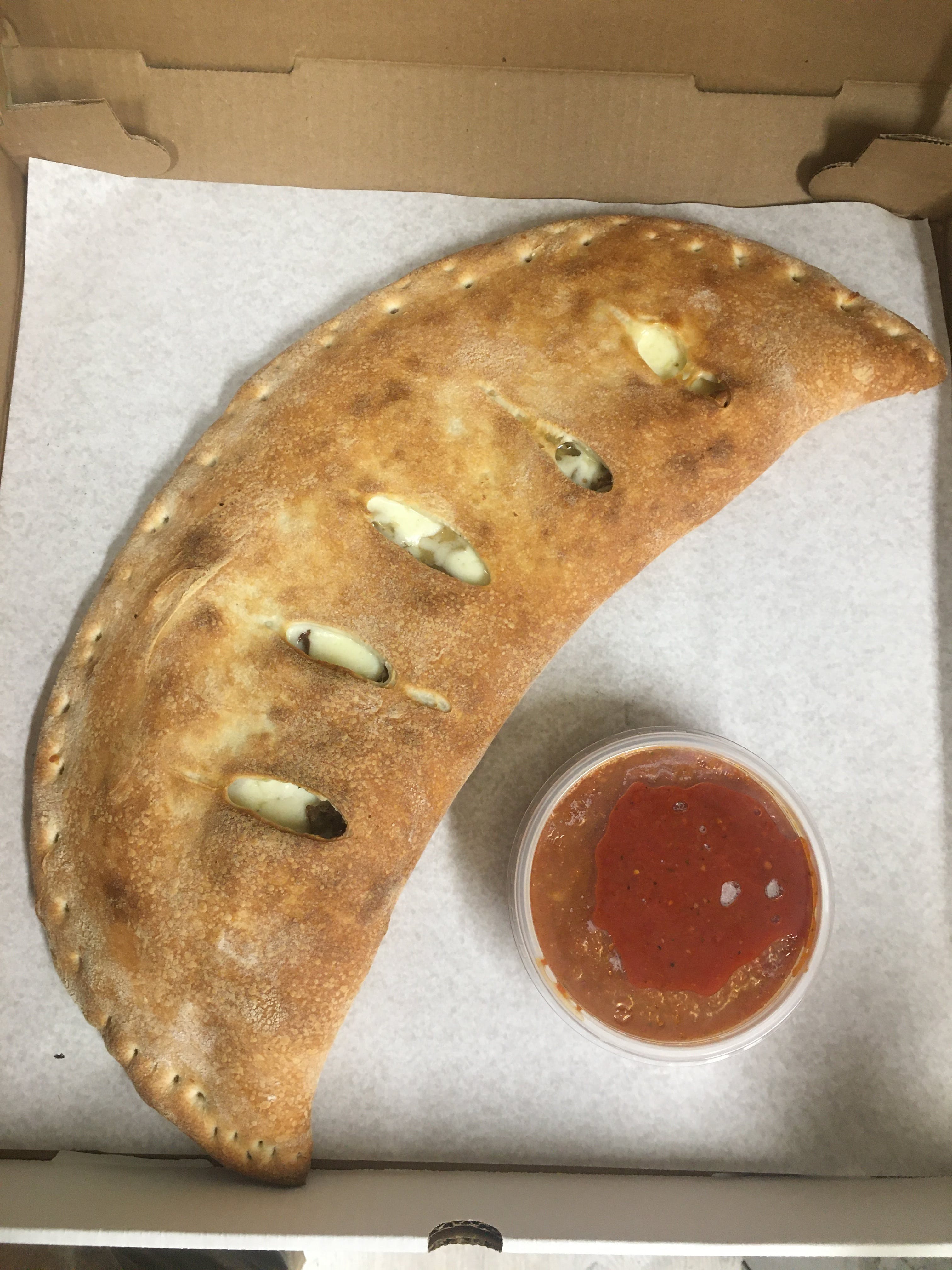Order Tonelli's Beef Cheesesteak - 12'' Calzone food online from Amici Vicinato store, Lafayette Hill on bringmethat.com