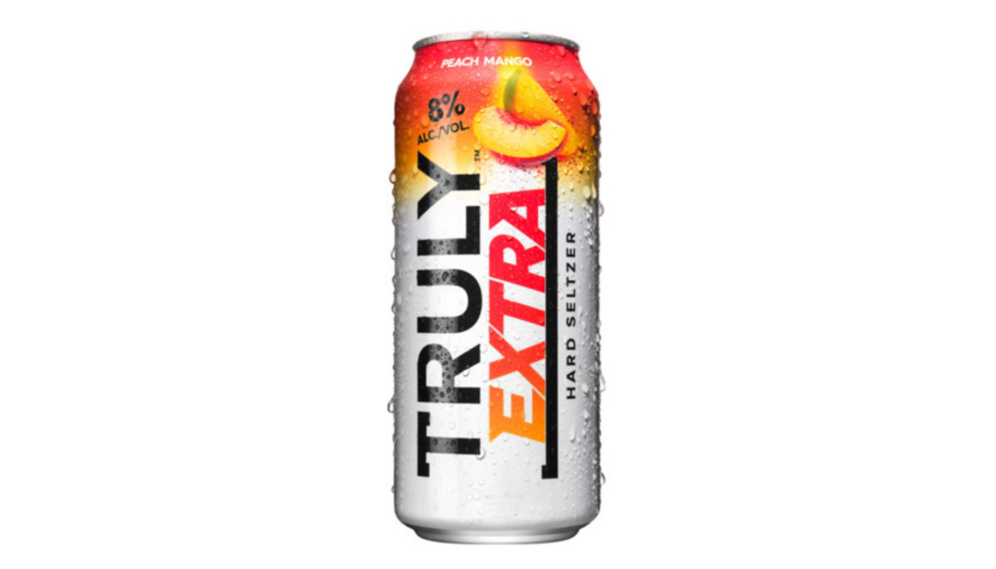 Order TRULY EXTRA Hard Seltzer Peach Mango 8% ABV, Spiked & Sparkling Water 16oz Can food online from House Of Cigar & Liquor store, Redondo Beach on bringmethat.com