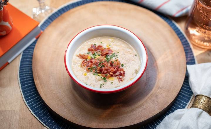 Order Corn Chowder With Chive + Bacon food online from Cheebo store, Burbank on bringmethat.com