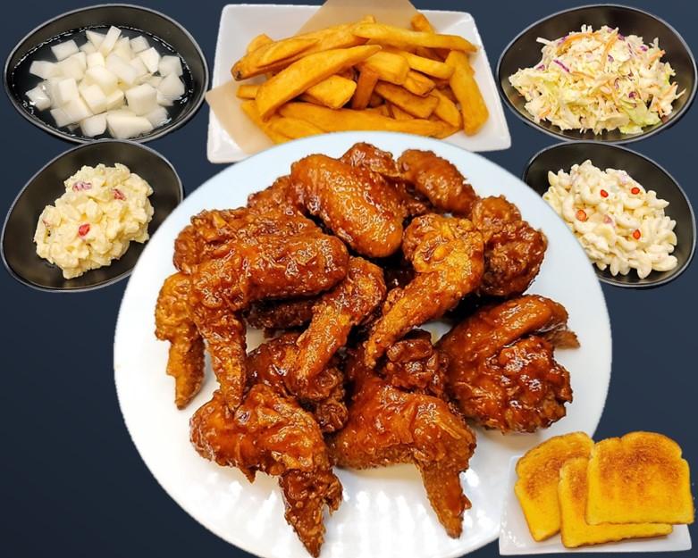 Order T. Dozen Whole Wing (6 sides) # food online from Honey Dress Fried Chicken store, Torrance on bringmethat.com