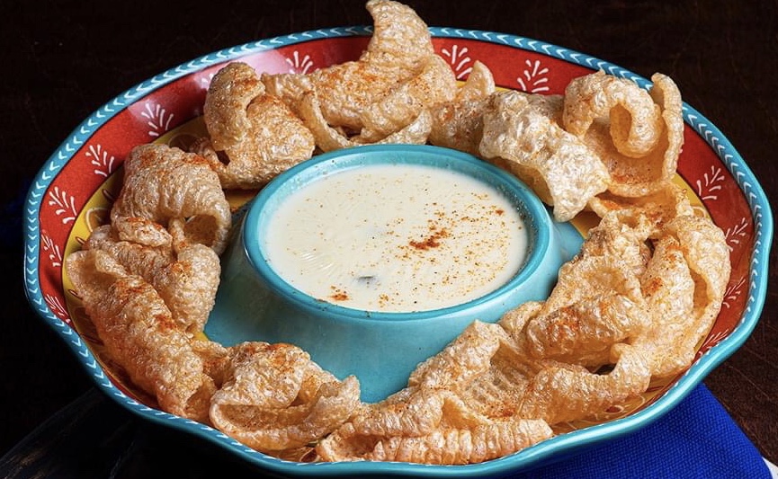 Order Chicharrones and White Jalapeno Queso food online from Mezcal Cantina Mexican Kitchen store, Shenandoah on bringmethat.com