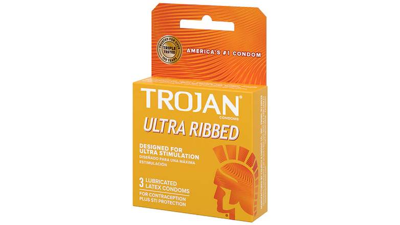 Order Trojan Stimulations Ultra Ribbed Lubricated Condom - Pack Of 3 food online from Red Roof Market store, Lafollette on bringmethat.com