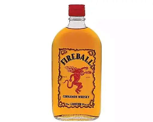 Order Fireball Cinnamon Whiskey, 375mL bottle (40% ABV) food online from Moby Liquor store, Los Angeles on bringmethat.com