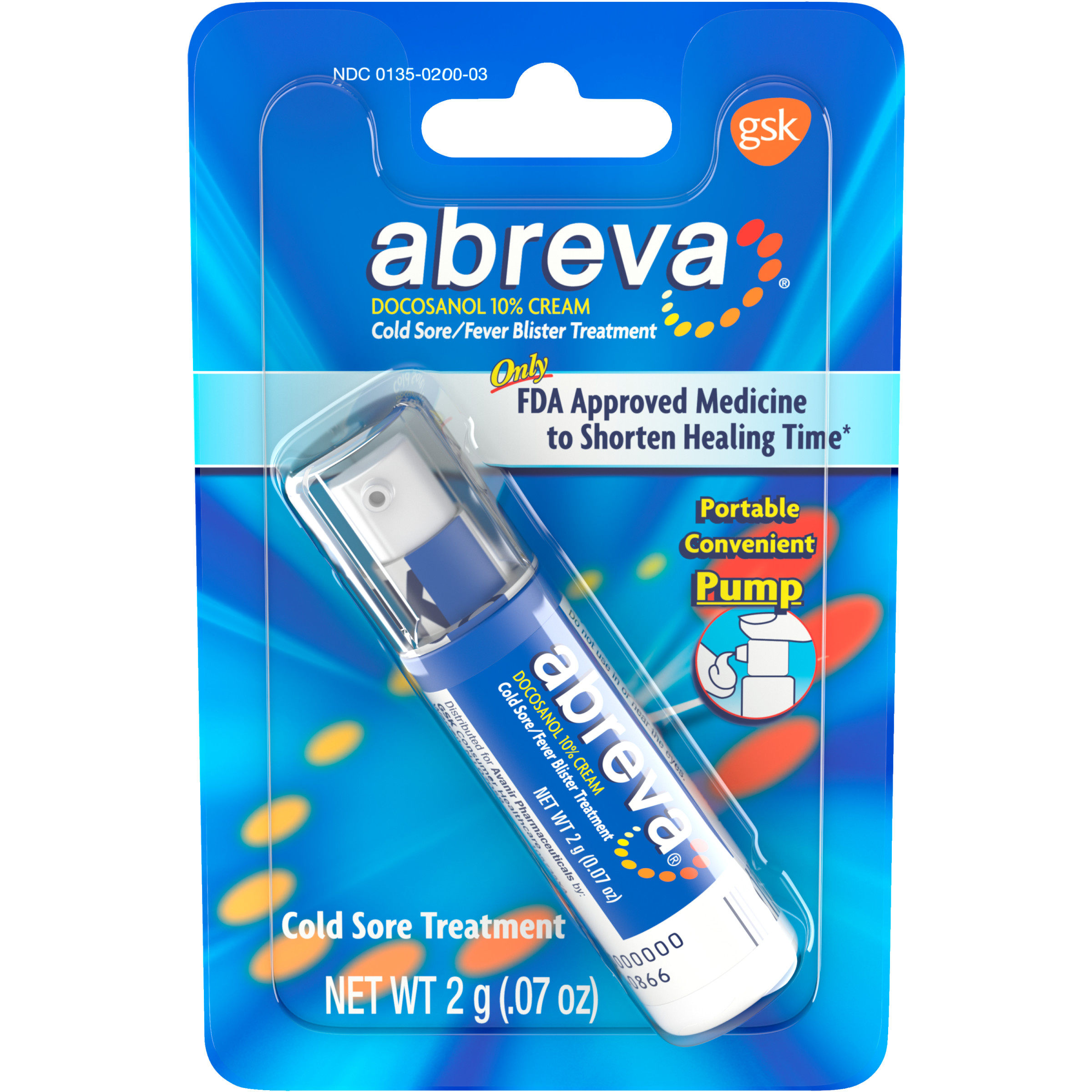 Order Abreva Cold Sore Treatment Cream, Docosanol 10%, Pump - 0.07 oz food online from Rite Aid store, MILLER PLACE on bringmethat.com