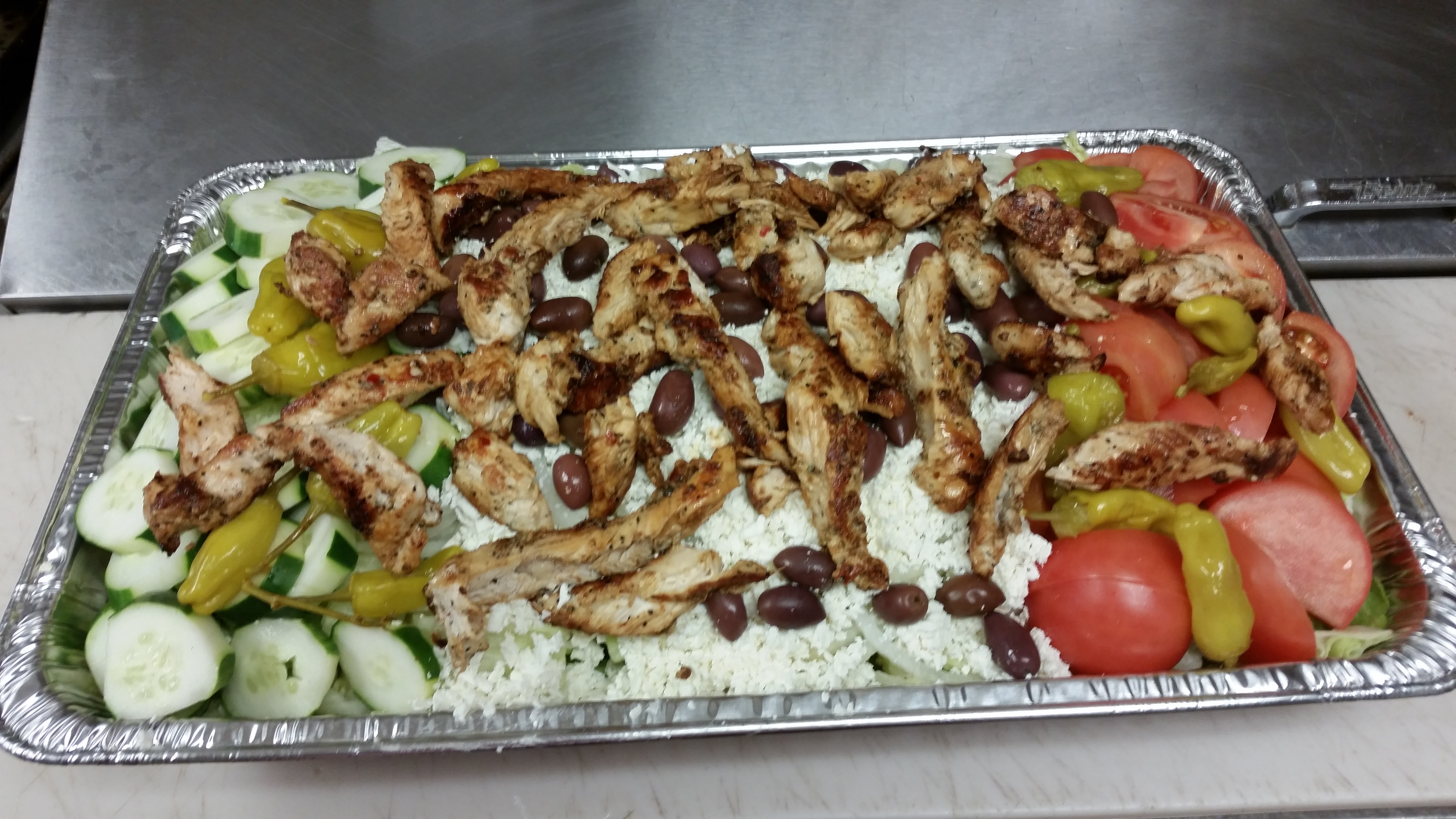 Order Greek with Chicken Salad food online from Minervas Pizza store, Providence on bringmethat.com