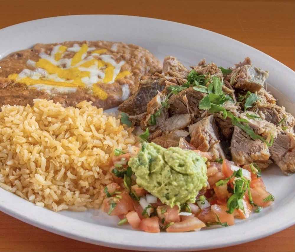 Order Carnitas Plate food online from Guahan Grill store, Oceanside on bringmethat.com