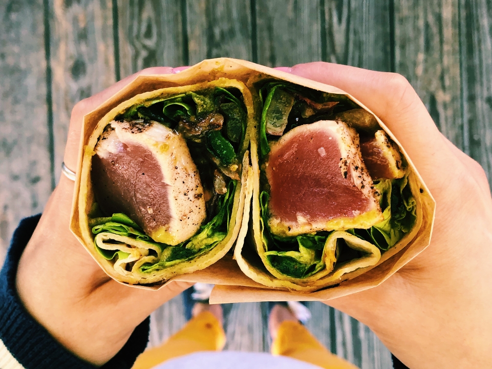 Order Seared Tuna Wrap food online from Spoonbill Watering Hole & Restaurant store, Lafayette on bringmethat.com
