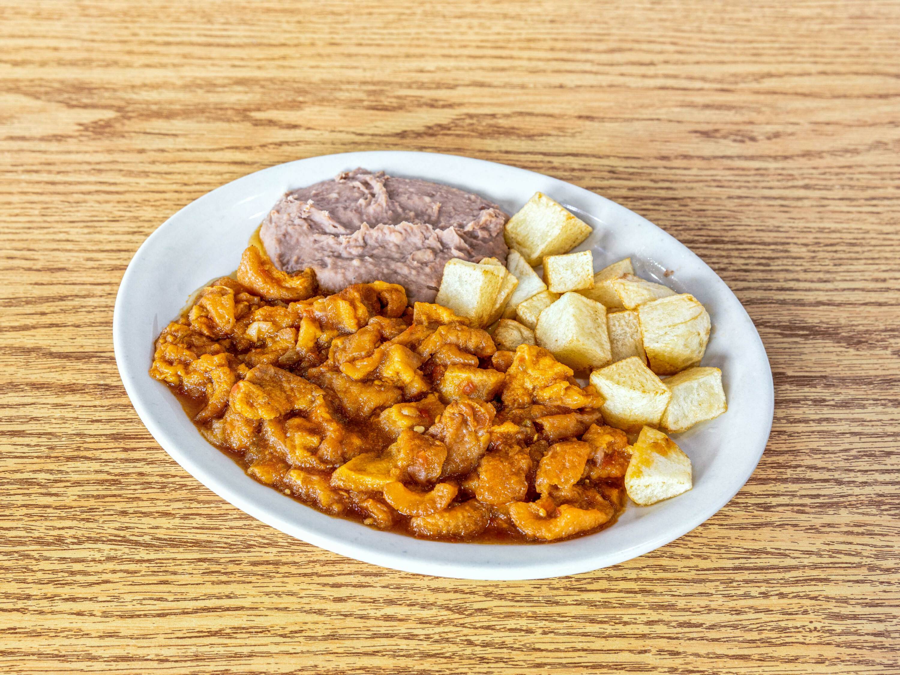 Order Chicharron Plate food online from La Coronela Mexican Restaurant store, San Antonio on bringmethat.com