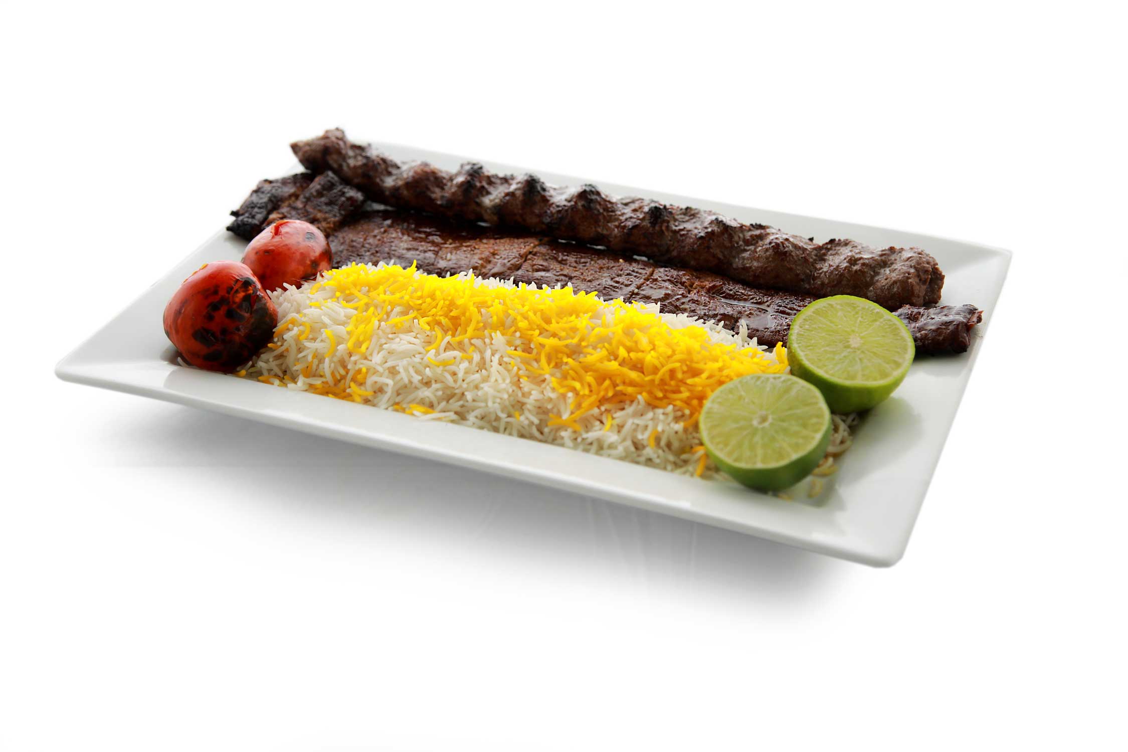 Order Beef Soltani Kabob food online from M Cafe & Grill store, Lake Forest on bringmethat.com