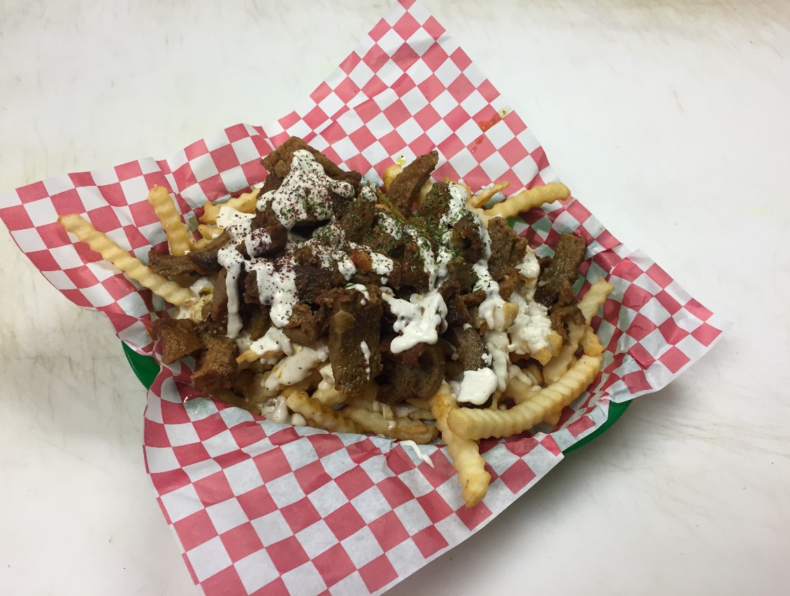 Order Gyro Fries with pita bread food online from Mediterranean Grill store, Bellevue on bringmethat.com