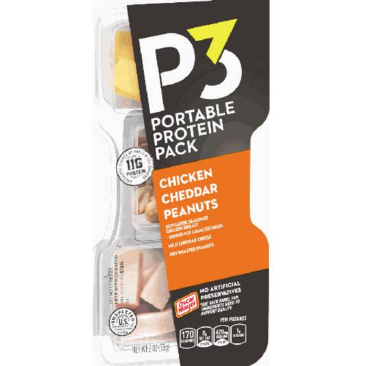 Order P3 Portable Protein Snack - Chicken, Cheddar, Peanuts food online from IV Deli Mart store, Goleta on bringmethat.com