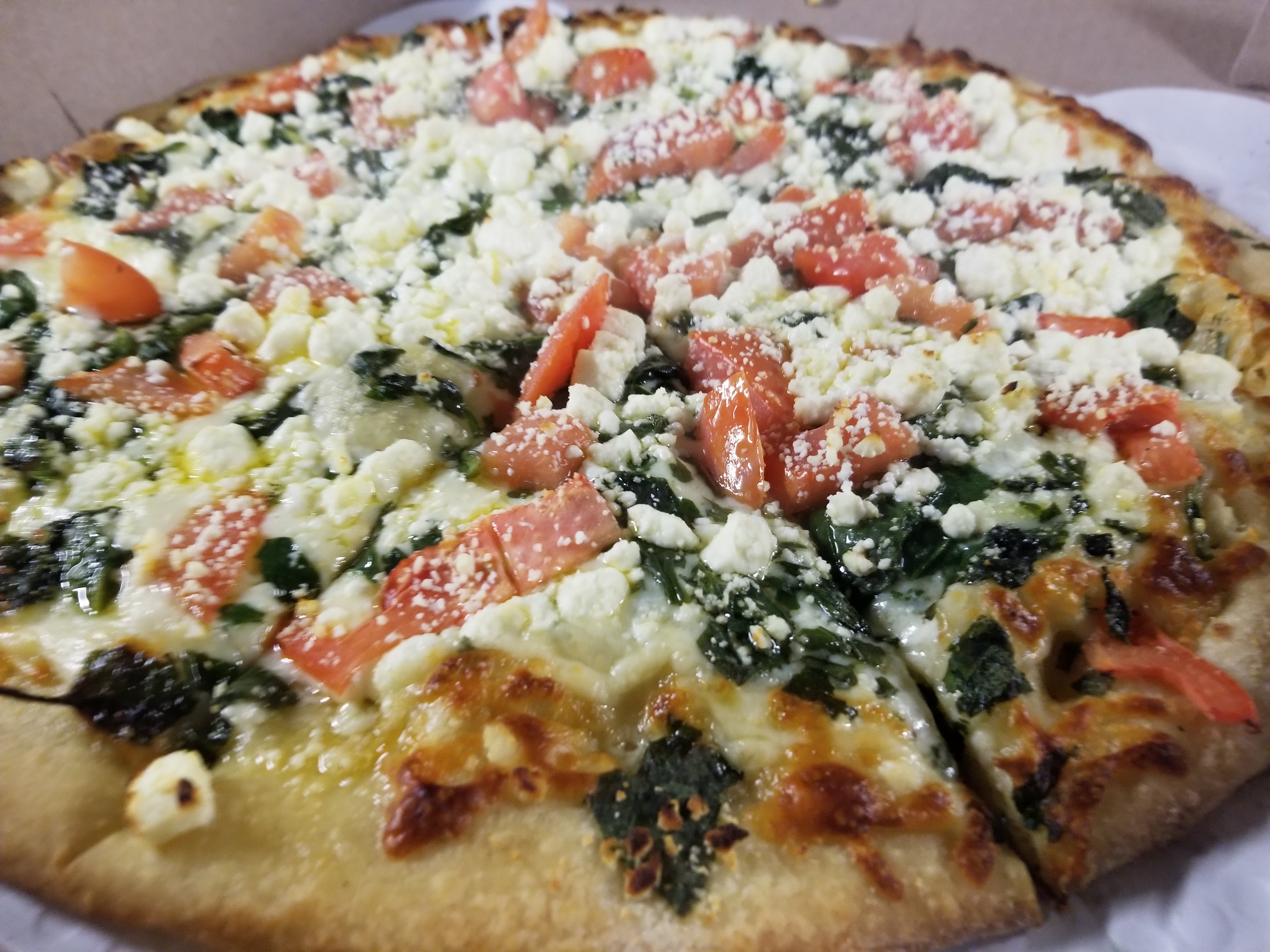 Order Feta Florentine Pizza - Small 10" (4 Cut) food online from Novotny's Groceries & Pizza store, Worthington on bringmethat.com
