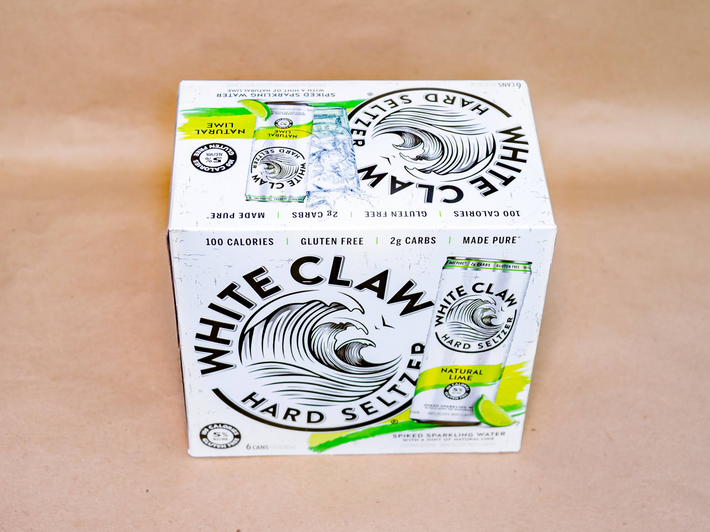 Order 6 Pack Canned Natural Lime White Claw food online from Blue Moon Beer And Smoke Shop store, Holbrook on bringmethat.com