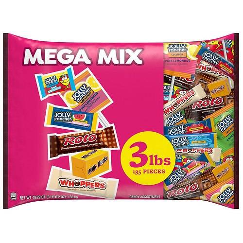 Order Hershey's Mega Mix, Halloween, Jolly Rancher, Rolo, Milk Duds, Whoppers, XL Variety Bag Chocolate and Sweets Assortment - 48.29 oz food online from Walgreens store, Southlake on bringmethat.com