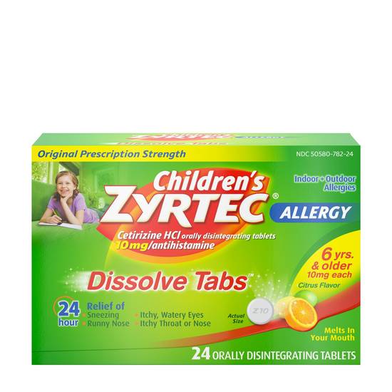 Order Children's Zyrtec 24 Hr Allergy Dissolve Tablets Citrus (24 ct) food online from Rite Aid store, BETHEL PARK on bringmethat.com