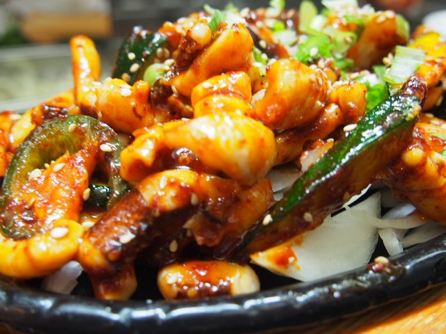 Order H-33A. Stir Fried Spicy Squid (오징어볶음/辣炒魷鱼) food online from Restaurant Namsan store, Los Angeles on bringmethat.com