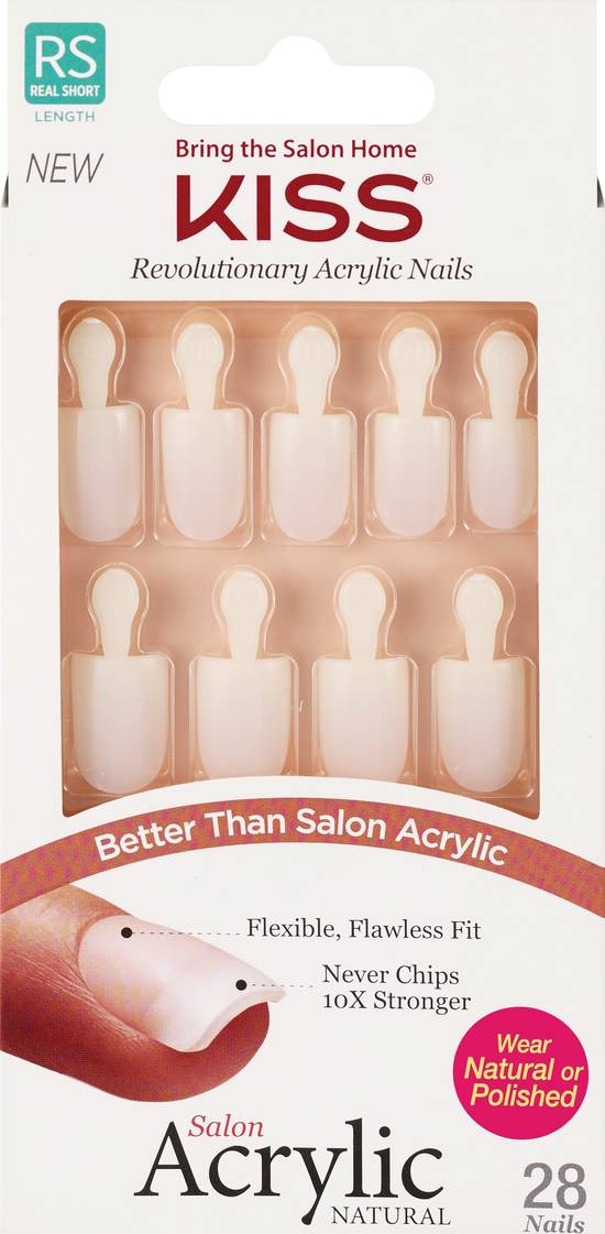 Order Kiss Salon Acrylic Natural Nails, 1 Pack, 28CT, Real Short, Square Nails, Brief Encounter  food online from CVS store, INGLEWOOD on bringmethat.com