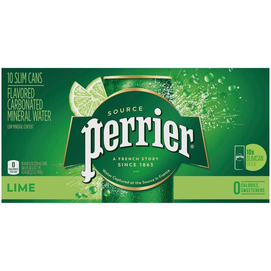 Order Perrier Lime Flavored Sparkling Mineral Water, 8.45 OZ Cans, 10 CT food online from CVS store, LA QUINTA on bringmethat.com