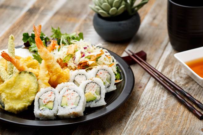 Order Tempura  and  California  Roll  Combo  Plate food online from Sansai Japanese Grill store, Carson on bringmethat.com