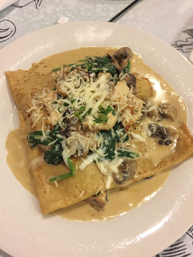 Order Chicken Spinach Crepe food online from Crepes de Paris store, Rancho Cucamonga on bringmethat.com