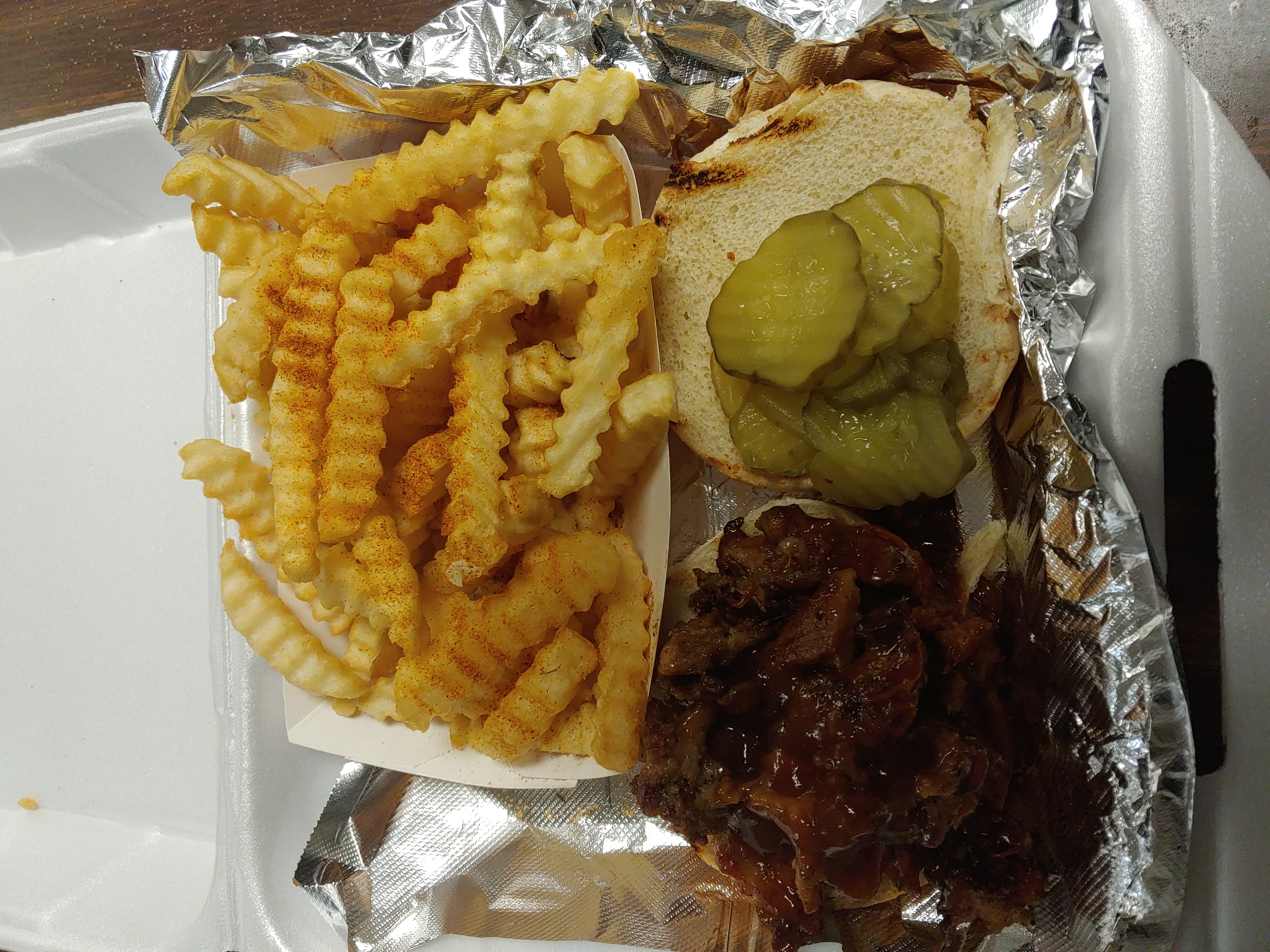 Order BBQ Pulled-Pork with 2 Sides  food online from Kjs Wings And Bbq store, Birmingham on bringmethat.com