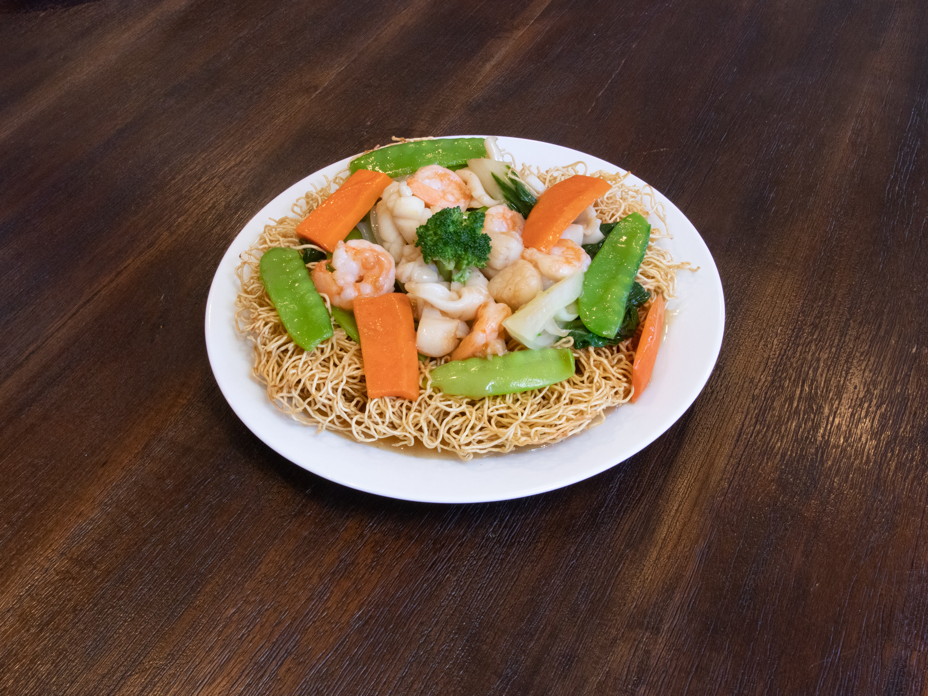 Order Seafood Pan Fried Noodle food online from Orchid Pavillion Cafe store, Alameda on bringmethat.com