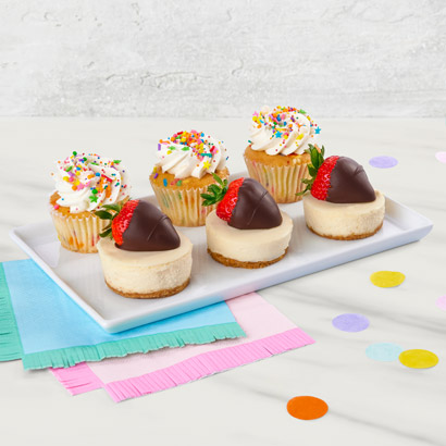 Order 3 Cupcakes & 3 Cheesecakes Celebration Treat Box food online from Edible Arrangements store, Winchester on bringmethat.com