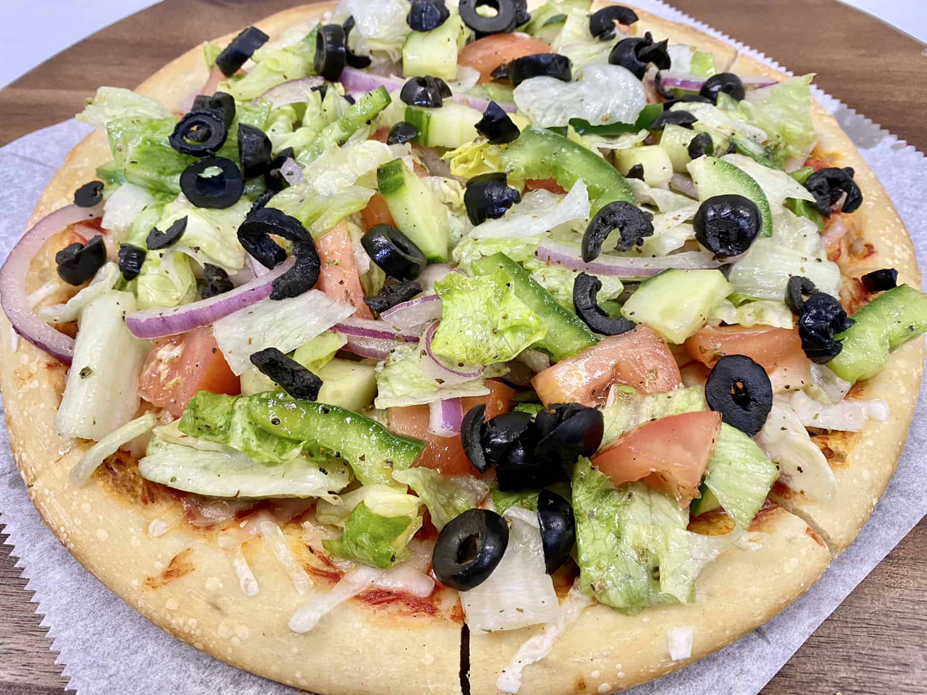 Order Vegan Salad Pie  food online from Famous Pizza store, Paramus on bringmethat.com