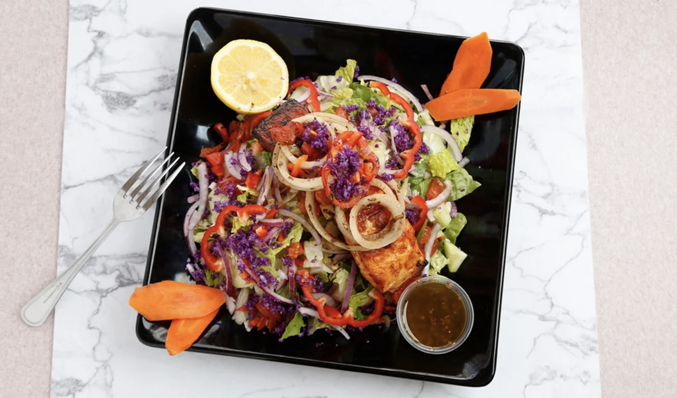 Order Grilled Salmon Salad food online from Aristo Cafe store, Torrance on bringmethat.com