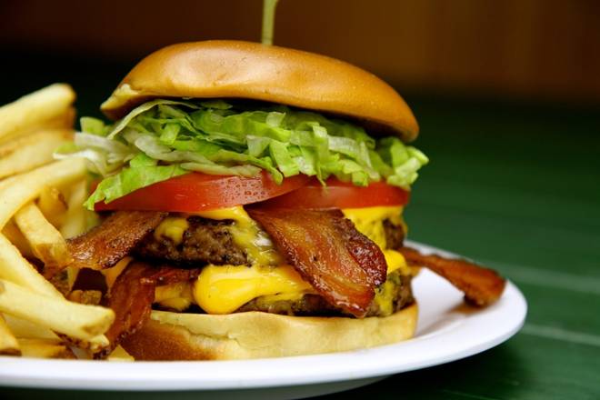 Order OMG Burger food online from Beef 'O' Brady's store, Floyds Knobs on bringmethat.com