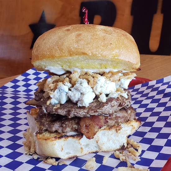 Order Bacon Blue Cheese Burger **NEW food online from Burger Nation store, Houston on bringmethat.com