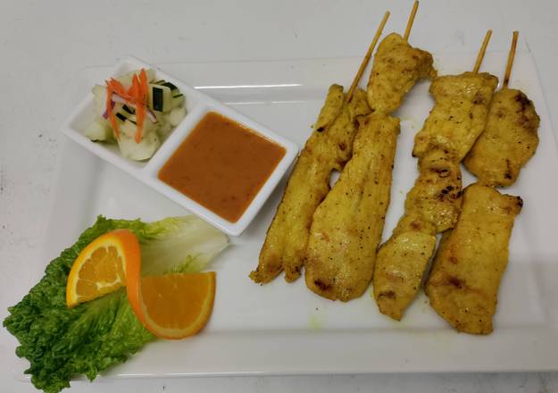Order Chicken Satays food online from Bangkok Thai Express Restaurant store, San Rafael on bringmethat.com