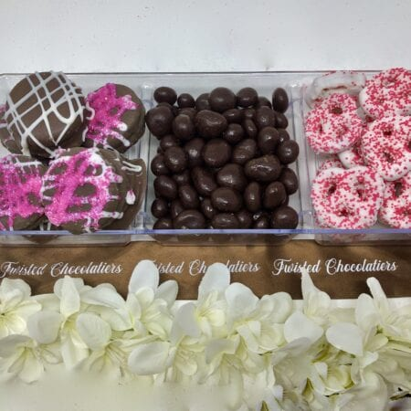 Order Lucite Pretty & Pink Gift Tray food online from Twisted Gourmet Chocolates store, Passaic on bringmethat.com