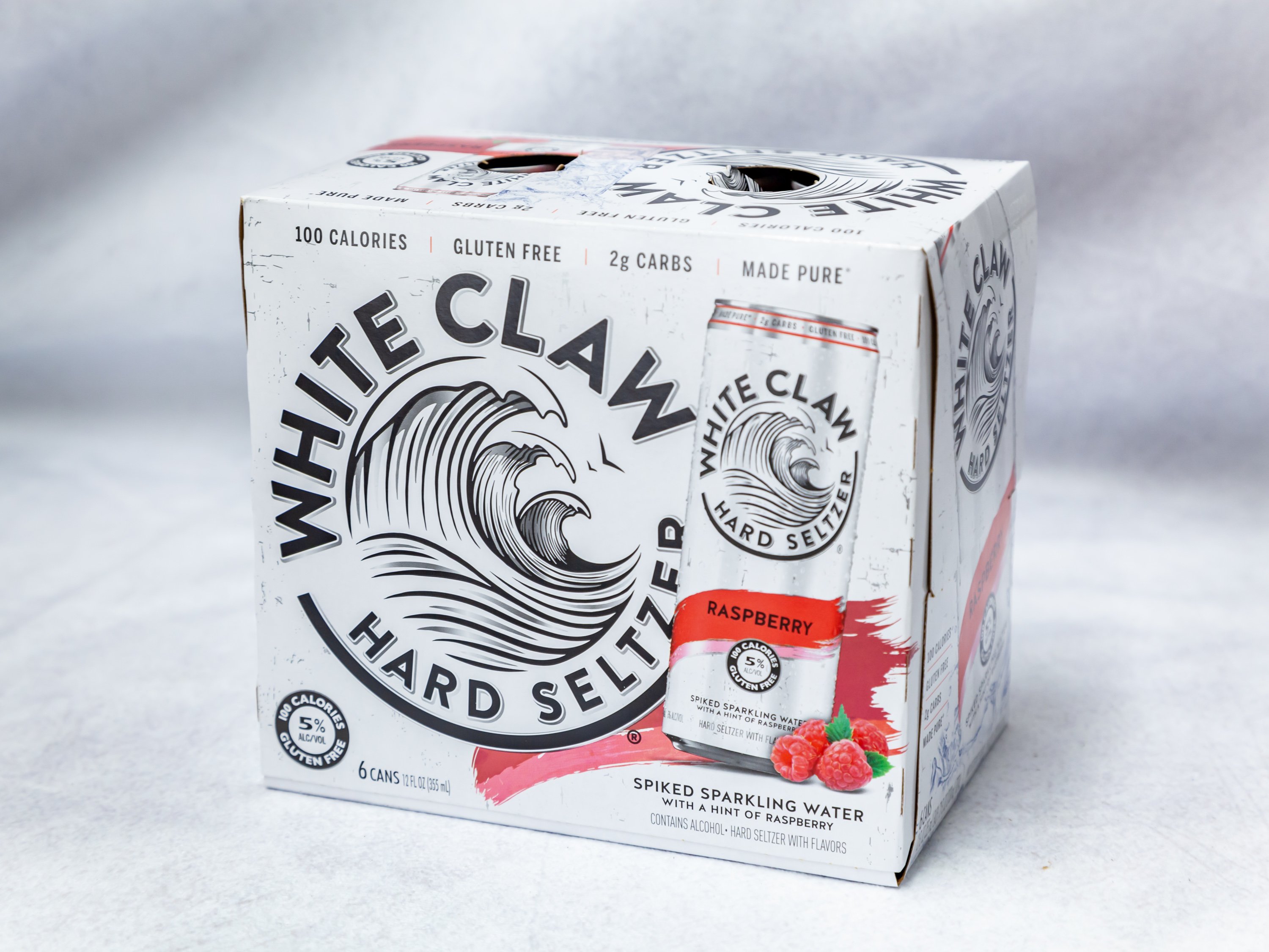 Order 6 Pack Can White Claw Raspberry Spiked Sparkling Beer food online from Gallaghers Drive-In Liquor store, Oakland on bringmethat.com