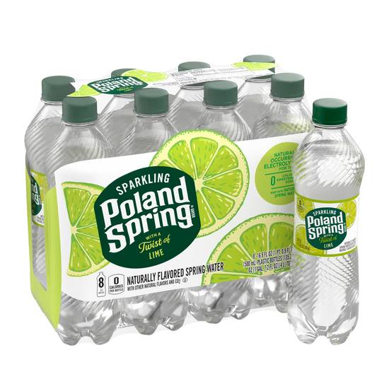 Order Poland Spring Sparkling Water, Zesty Lime, 16.9 oz. Bottles (8 Count)  food online from Cvs store, GREENWICH on bringmethat.com