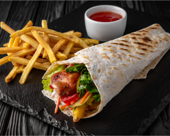 Order Combination Wrap with Fries food online from The Salad Snob store, Fremont on bringmethat.com